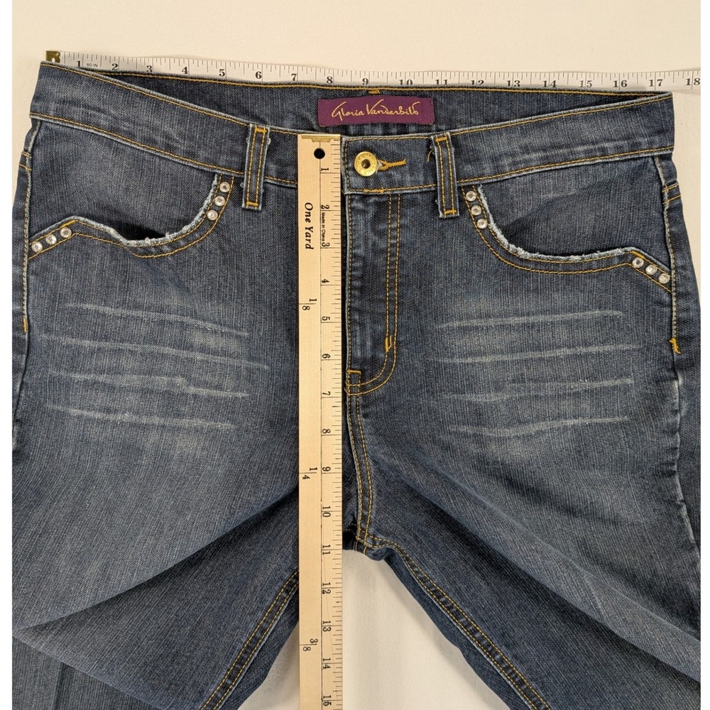 Gloria Vanderbilt Jeans Womens 12 Med Wash Bootcut Hi-Rise Embellish Denim Flare - Picture 10 of 11